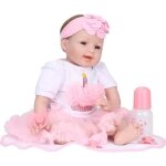 Poupée poupon bébé intéractive reborn silicone 55cm - shinehalo - habits roses - certificat de naissance ... Poupée poupon bébé intéractive reborn silicone 55cm - shinehalo - habits roses - certificat de naissance ...