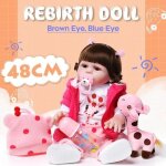 Poupée reborn silicone - 48cm - poupon réaliste nouveau - né - cheveux bouclés - yeux marrons Poupée reborn silicone - 48cm - poupon réaliste nouveau - né - cheveux bouclés - yeux marrons