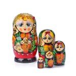 Poup�e russe babushka en bois a motif ours peint a la main pour enfant, 1 ensemble de jouets gigognes ...