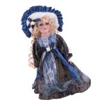 Poupe victorienne en porcelaine 30cm, belle poupe en cramique episse, portant une robe