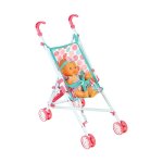 Poupon de 33 cm avec sa poussette canne à pois - rose Poupon de 33 cm avec sa poussette canne à pois - rose