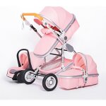 Poussette bb combine trio pack 3 en 1 rose chassis haut a absorption de chocs pliable siege auto rversible ...
