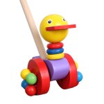 Poussette en bois pour enfants, jouet educatif pour activits de plein air, animaux de dessin anim, ...