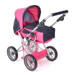 Poussette combinée leni rose bleu marine avec pois Poussette combinée leni rose bleu marine avec pois