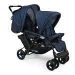 Poussette jumeaux chic 4 baby duo + couffin jeans navy blue bleu - collection 2018