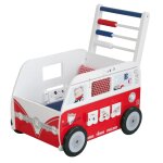 Poussette de poupe en bois roba teddy college - landau bus avec fonctions ludiques