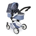 Poussette pour poupée combinée 2 en 1 mika bleu marine avec etoiles Poussette pour poupée combinée 2 en 1 mika bleu marine avec etoiles