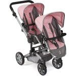 Poussette de poupée linus duo mélange gris - rose Poussette de poupée linus duo mélange gris - rose