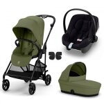 Poussette trio melio carbon moss green + aton b2 i - size + nacelle