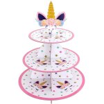 Prsentoir a gteau licorne a 3 etages - prsentoir a muffins licorne en carton - support tour rond - ...