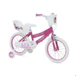 Bicyclette - disney principesse - 16 pouces - rose - inclus : panier et roulettes stabilisatrices