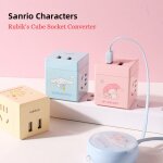 Prise de convertisseur cube portable kawaii sanrio my melody, chargeur usb adaptateur de voyage, 6 ports, ...