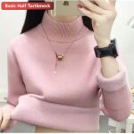 Pull doubl de velours en peluche pour femme, pull en tricot doux, optique dcontracte, chaud, automne, ...