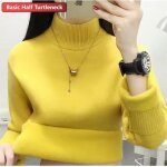 Pull doubl de velours en peluche pour femme, pull en tricot doux, optique dcontracte, chaud, automne, ...