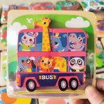 Puzzles 3d en bois pour tout - petits, planches a main, jouets tangram, jouets pour bbs, vhicule de ...