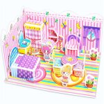 Puzzle 3d de construction de chteau de maison de poupe en papier pour enfants, modle d'architecture, ...
