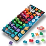 Puzzle en bois 6 en 1 pour tout - petits, jeu de pche en forme d'alphabet et de chiffres, apprentissage ...