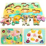 Puzzle en bois pour enfants, voiture, fruits, insectes de mer, jouets educatifs, cadeaux