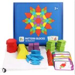 Puzzle en bois jouets 155 pi�cess tangrams blocs de mod�le classiques �ducatifs avec 24 cartes de conception ...