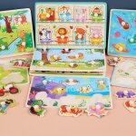 Puzzle en bois montessori pour b�b�, petite taille, ensemble de planche a main, jouets educatifs, dessin ...