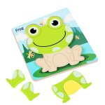 Puzzle en bois montessori pour enfants, jouets educatifs d'apprentissage en forme d'animaux de dessin ...
