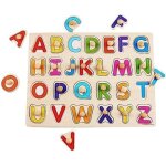 Puzzle lettres de l'alphabet en majuscule en bois jeu montessori