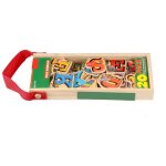 Puzzle de lettres en bois pour rfrigrateur, autocollants de bricolage en bois, jouet d'education prcoce ...