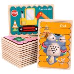 Puzzle montessori en bois, jouet populaire, voiture, animal, jouets educatifs pour enfants