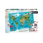 Puzzle n nathan puzzle 45 p - carte du monde des animaux