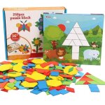 Puzzle tangram de voyage en bois pour enfants, 250 pices, cartes flash, jeu de voyage sur la route, ...