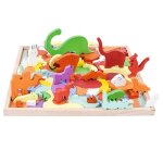 Puzzle tridimensionnel en bois, jeu a empiler, animal, blocs de construction, jeu d'equilibre, jouets ...