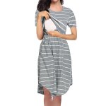 Pyjama d'allaitement a rayures pour femmes enceintes, epissure multifonctionnelle, robe de soin, eté, ... Pyjama d'allaitement a rayures pour femmes enceintes, epissure multifonctionnelle, robe de soin, eté, ...