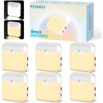 Pzsunly lot de 6 veilleuses d�tecteur de mouvement, lumi�re chaude & blanche r�glable pour int�rieur. ...