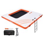 Quai flottant gonflable - vevor - 3, 04x3, 04 m plate - forme de quai gonflable avec piscine en maille ...
