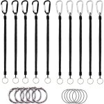 Qxer - 10 pices porte - cls spirale elastique, cordes de pche rtractables, porte - cls a ressort ...