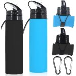 Qxer - lot de 2 bouteilles d'eau pliables de 600 ml - en silicone - sans bpa - rutilisables - anti - ...