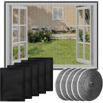 Qxer - 5 pièces moustiquaire fenêtre, 150 x 130cm moustiquaires pour fenêtre avec 5 rouleaux de bandes ... Qxer - 5 pièces moustiquaire fenêtre, 150 x 130cm moustiquaires pour fenêtre avec 5 rouleaux de bandes ...
