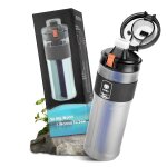 Qxer - bouteille d'eau filtre d'extrieur, 600 ml gourde filtrante avec paille filtrante, ultrafiltration ...