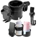 Qxer - porte gobelet poussette 3 en 1 avec crochet poussette, porte telephone et gobelet poussette accessoire ...