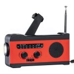 Radio solaire de secours a manivelle r�cepteur portable am / fm / wb, radio m�t�o, utilisation lampe ...