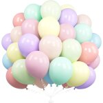 Rainbow pastel balloons, 50 pieces 12 inch macaron multicolored for women girls birthday party baby shower ...