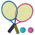 Raquette de tennis pour enfants, lot de 4 pices, avec 2 balles souples, badminton, jeu de plage, sport ...