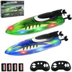 Rc bateaux enfant joellfuner, 2 pices avec led et alarme batterie, haute vitesse 2, 4 ghz pour piscines ...