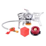 R�chaud de camping coupe - vent a gaz, sac a dos, fourneau a essence portable, batterie de cuisine, kit ...