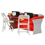 Red commentator table playset for wwe wrestling action figures