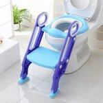 Réducteur de wc bébé siège de toilette enfant pliable réglable avec marches larges bleu Réducteur de wc bébé siège de toilette enfant pliable réglable avec marches larges bleu
