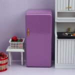 R�frig�rateur a porte unique violet 1:12, meubles miniatures pour maison de poup�e, r�frig�rateur le ...