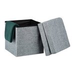 Relaxdays tabouret de rangement pliant en lin avec appui dos coffre stable pouf h x l x p: 73 x 38 x ...
