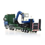 Remorque a plat en alliage moul sous pression + pelle 1:50, camion a plate - forme basse, tracteur a ...