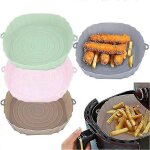 Revêtements en silicone pour friteuse a air - 4 bols réutilisables et lavables au lave - vaisselle Revêtements en silicone pour friteuse a air - 4 bols réutilisables et lavables au lave - vaisselle